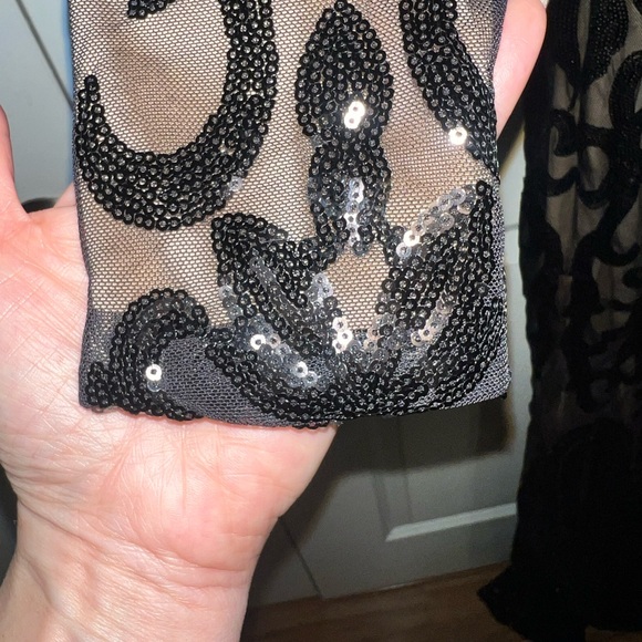 Miss Ord Elegant Black and Tan Sequin Dress - Picture 5 of 9